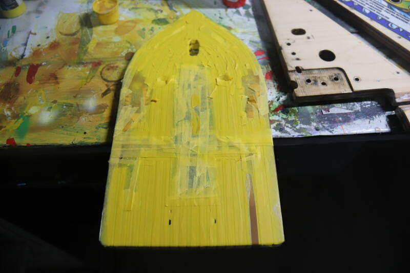 Williams Fish Tales playfield speelveld schade herstel restoration flipperspeelveld restauratie art airbrush airbrushing flipperkast reparatie