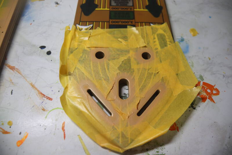 Williams Fish Tales playfield speelveld schade herstel restoration flipperspeelveld restauratie art airbrush airbrushing flipperkast reparatie