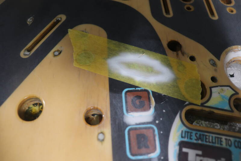 Williams Congo playfield speelveld schade herstel restoration flipperspeelveld restauratie art airbrush airbrushing flipperkast reparatie