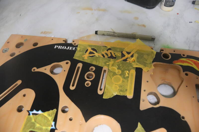 Williams Congo playfield speelveld schade herstel restoration flipperspeelveld restauratie art airbrush airbrushing flipperkast reparatie