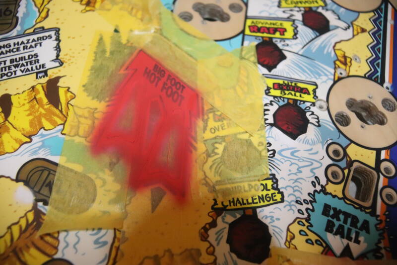 Williams White Water playfield restoration flipperspeelveld restauratie art airbrush airbrushing