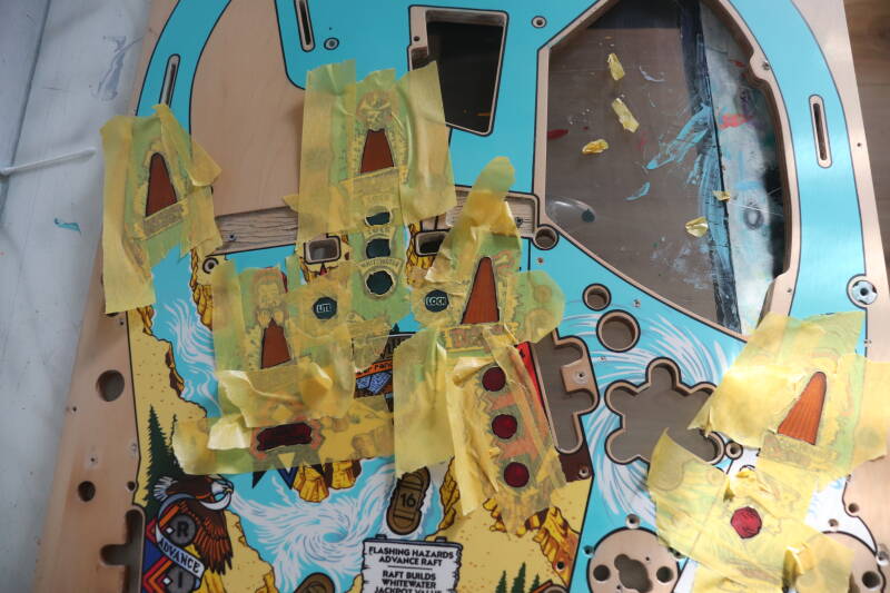 Williams White Water playfield restoration flipperspeelveld restauratie art airbrush airbrushing