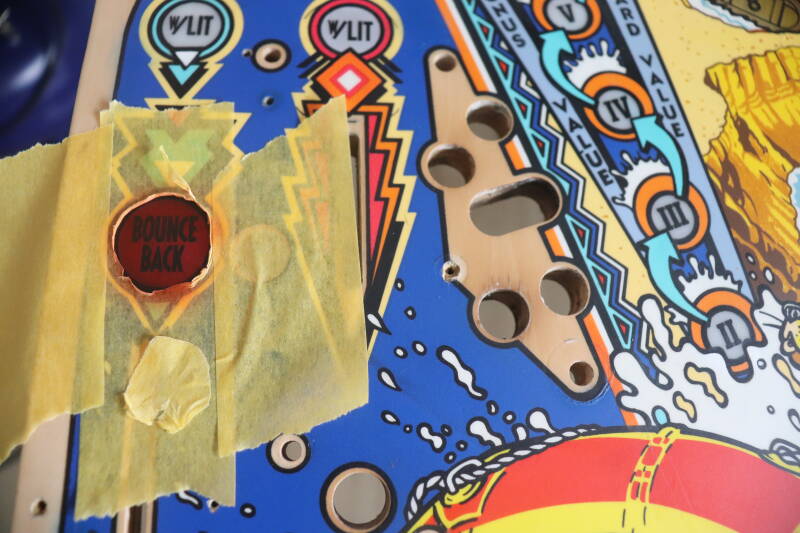 Williams White Water playfield restoration flipperspeelveld restauratie art airbrush airbrushing