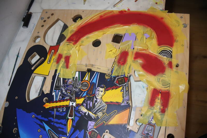 Bally Twilight Zone Playfield Restoration airbrush flipperspeelveld restauratie art airbrushing