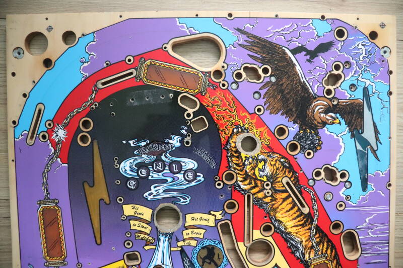 Williams Tales of the Arabian Nights playfield speelveld schade herstel restoration flipperspeelveld restauratie art airbrush airbrushing flipperkast reparatie