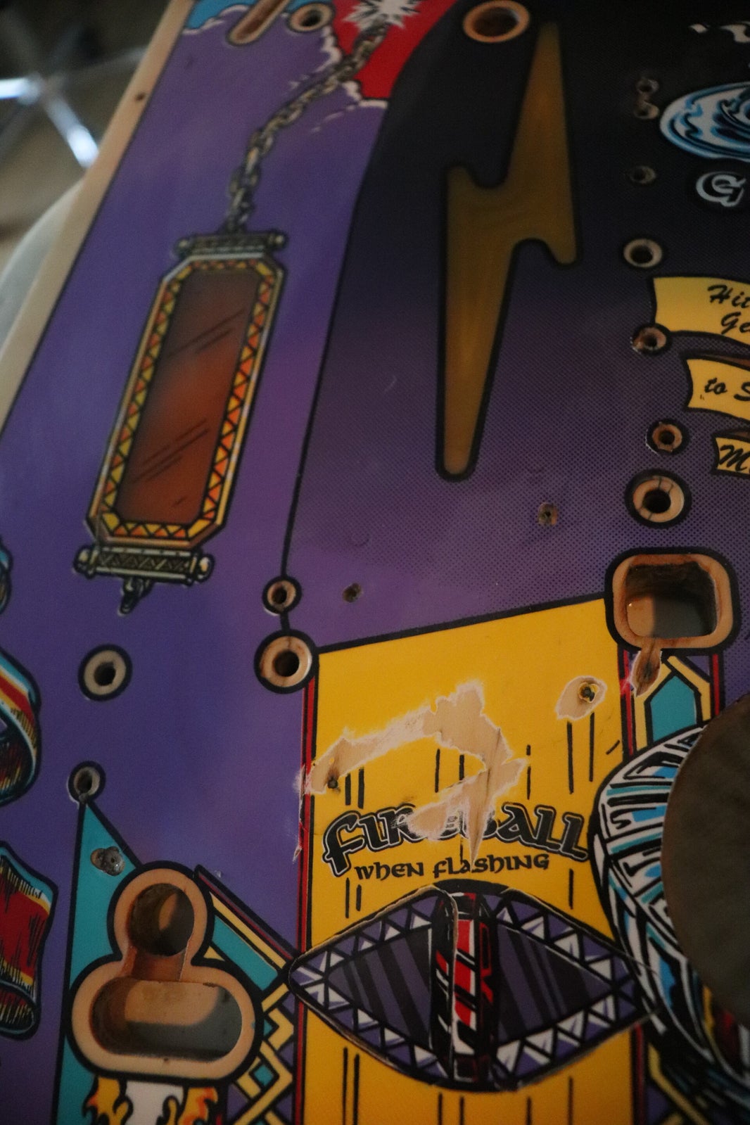 Williams Tales of the Arabian Nights playfield speelveld schade herstel restoration flipperspeelveld restauratie art airbrush airbrushing flipperkast reparatie