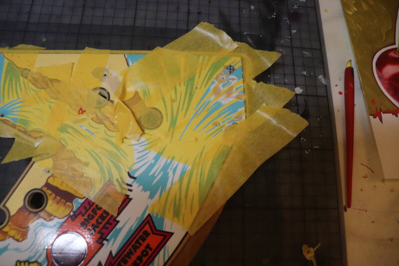Williams White Water playfield restoration flipperspeelveld restauratie art airbrush airbrushing