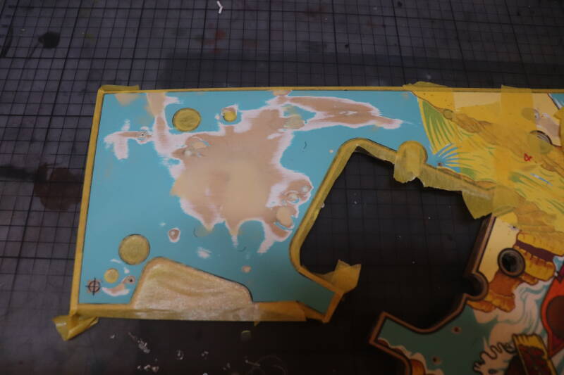 Williams White Water playfield restoration flipperspeelveld restauratie art airbrush airbrushing