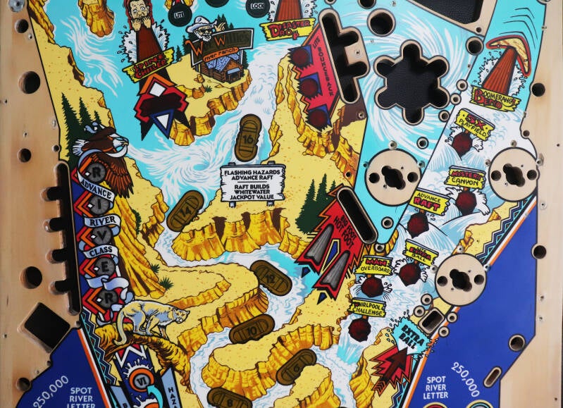 Williams White Water playfield restoration flipperspeelveld restauratie art airbrush airbrushing