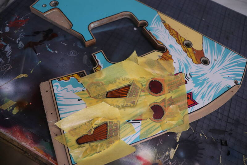 Williams White Water playfield restoration flipperspeelveld restauratie art airbrush airbrushing