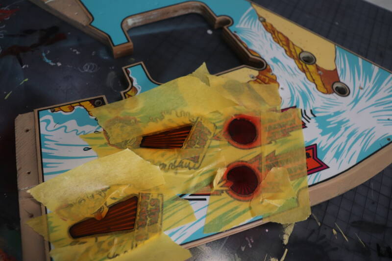 Williams White Water playfield restoration flipperspeelveld restauratie art airbrush airbrushing