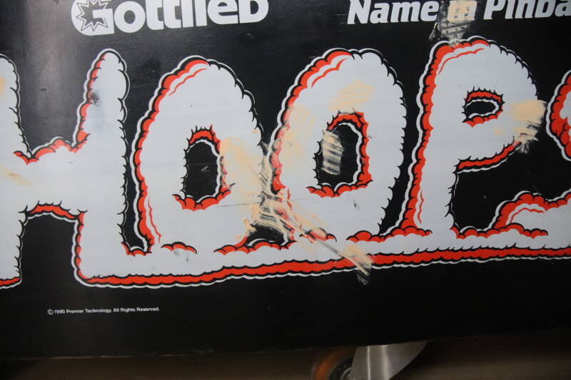 Gottlieb Hoops cabinet backbox kopkast restoration flipperspeelveld restauratie art airbrush airbrushing flipperkast reparatie