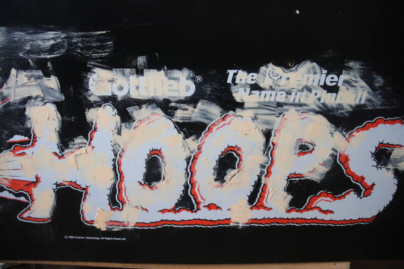 Gottlieb Hoops cabinet backbox kopkast restoration flipperspeelveld restauratie art airbrush airbrushing flipperkast reparatie