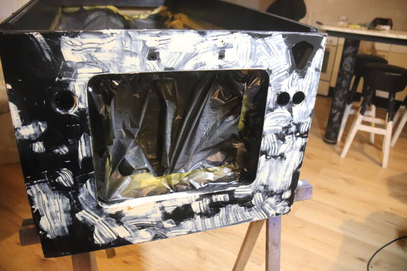 Gottlieb Hoops cabinet backbox kopkast restoration flipperspeelveld restauratie art airbrush airbrushing flipperkast reparatie