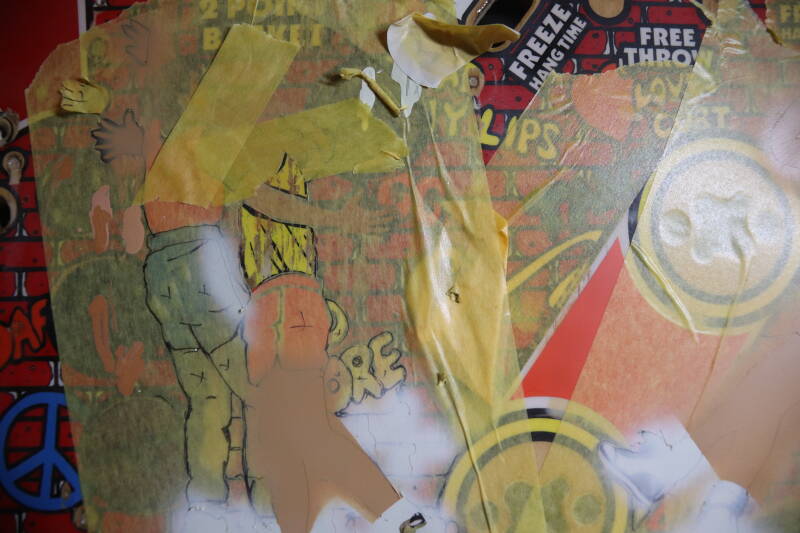 Gottlieb Hoops playfield speelveld schade herstel restoration flipperspeelveld restauratie art airbrush airbrushing flipperkast reparatie