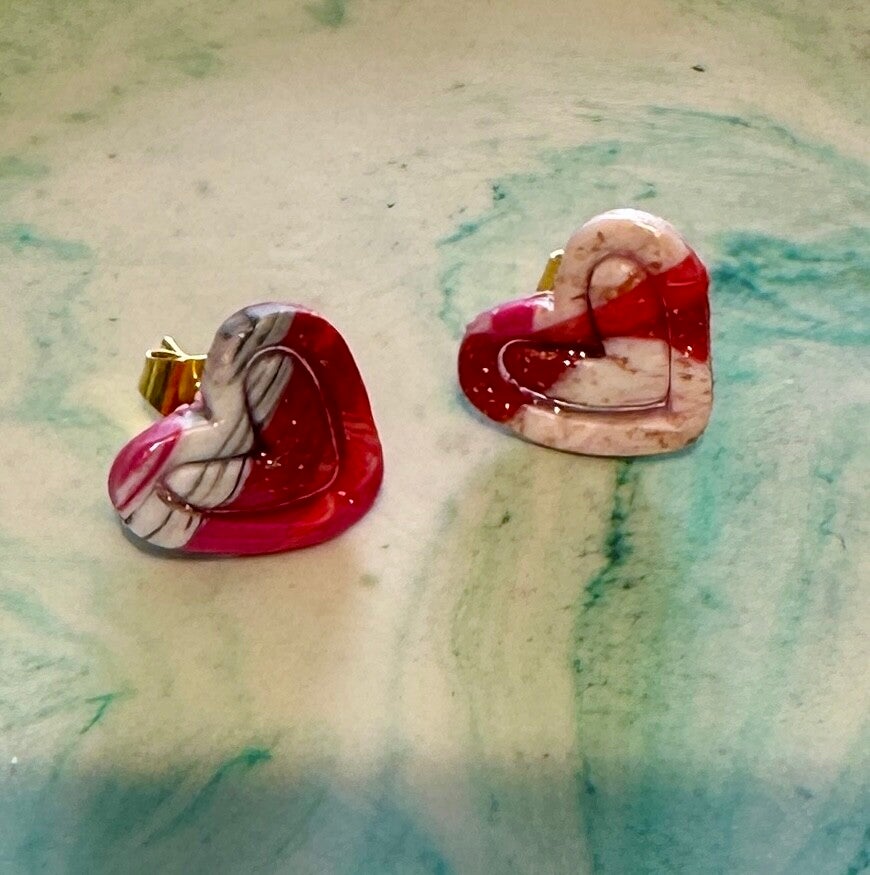 Boucles d’oreilles cœur double