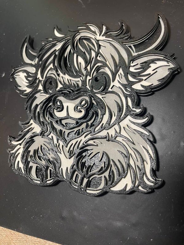 Highland Cow 3D art work