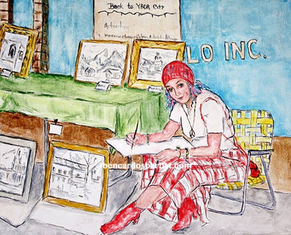 Retro Ybor City Artist  Acrylic