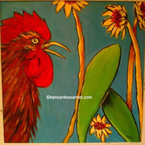ROOSTERS WITH SUNFLOWER