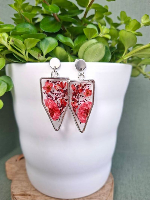 Oorbel bloemen divers rood