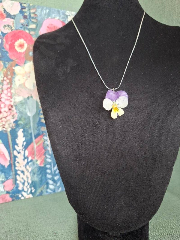 Ketting viooltje paars/wit
