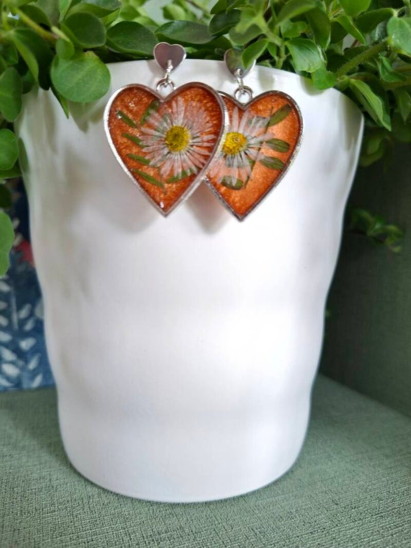 Oorbel bloemen hart