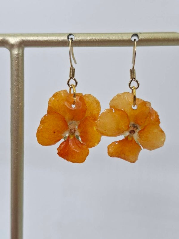 Oorbel Viooltje oranje