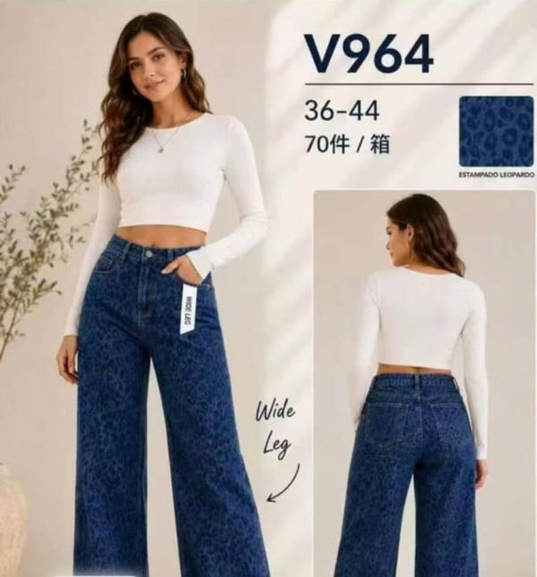 Pantalón vaquero de Leopardo oscuro