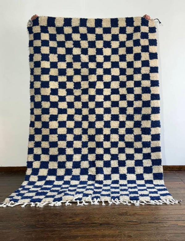 Boujaad - blue and white checkboard pattern