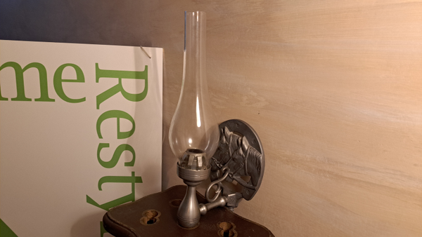 Antieke tinnen wandlamp/kandelaar –Hovenpaarden