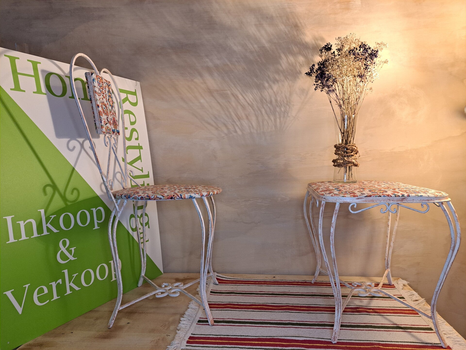 Sierlijke Bistroset – Stoel & Tafel | Brocante / Landelijk
