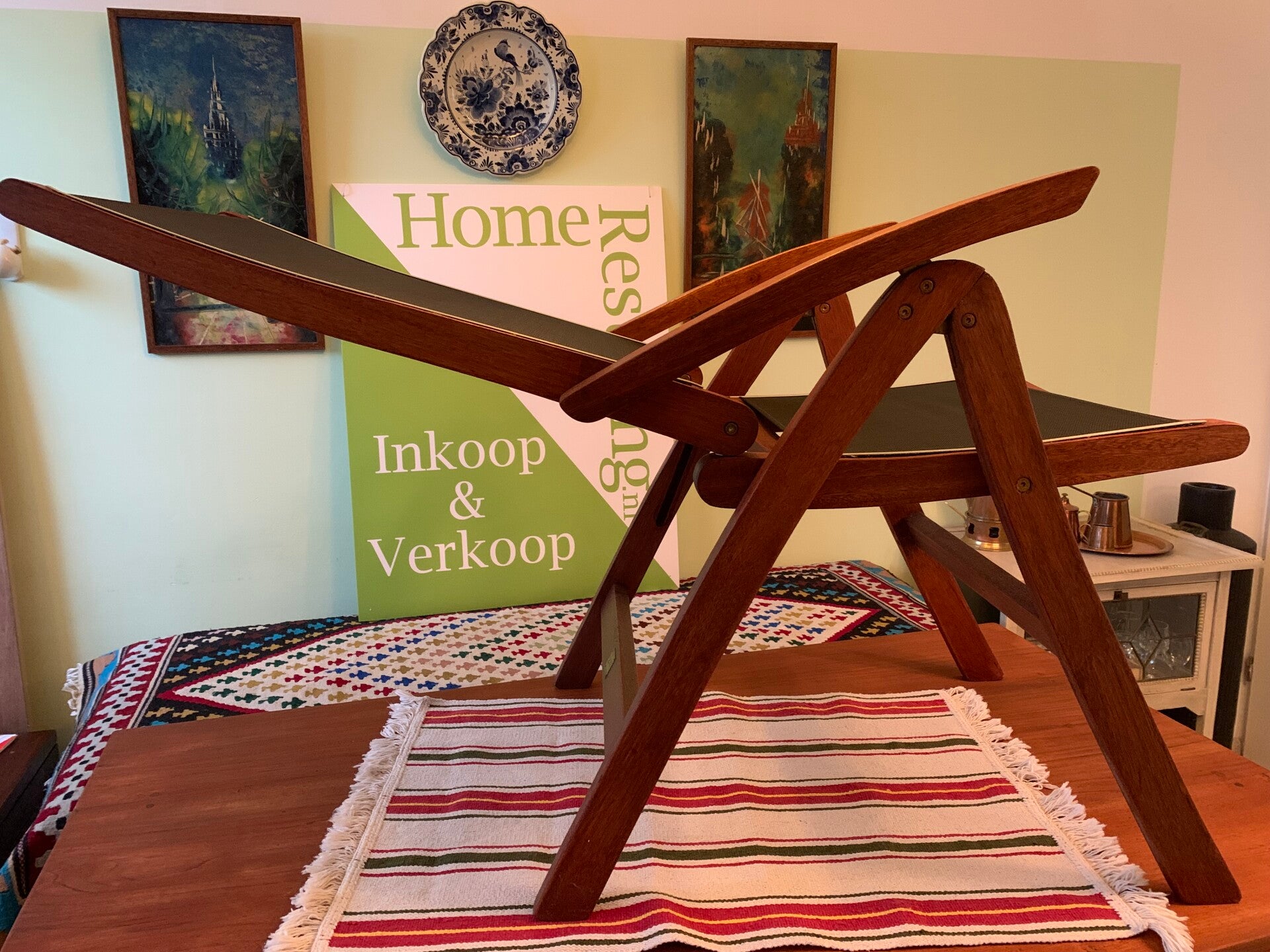 2X Houten relax tuinstoel
