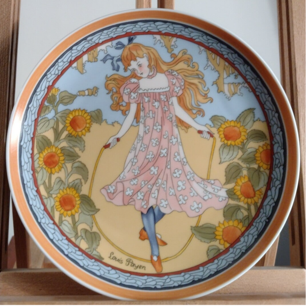 Vintage UNICEF wandbord 'Girl with Sunflowers' – Heinrich Villeroy & Boch 1979 Ø24,5 cm