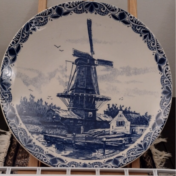 Delfs blauw bord windmolen