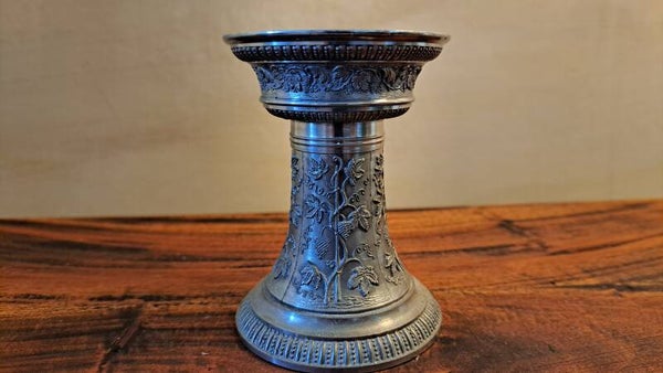 Vintage tinnen kaarshouder SKS Zinn Germany – Klassieke Duitse kandelaar – 10,5 cm