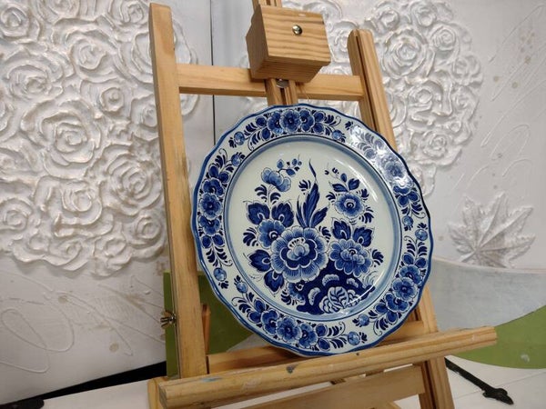 Vintage Delfts Blauw wandbord – Delft Holland Handwerk decor nr. 22 Ø24,5 cm