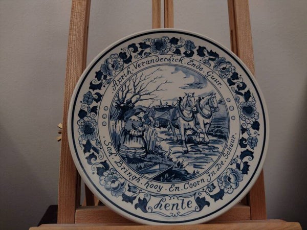Vintage Royal Goedewaagen Blue Delft wandbord Lente Ø24,5 cm – Vier Jaargetijden