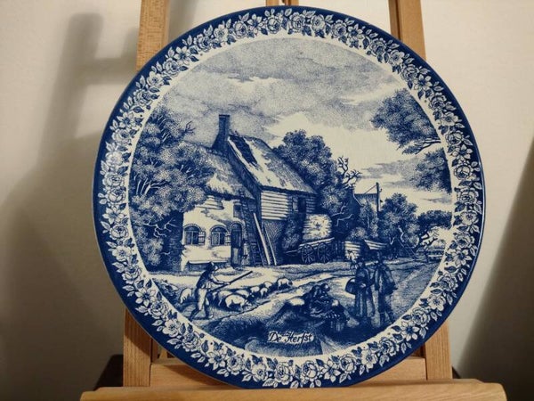 Vintage Delfts Blauw sierborden vier seizoenen – complete set van 4 Ø30 cm