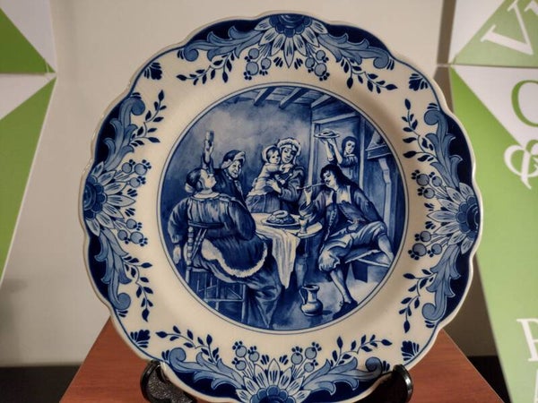 Set van 3 vintage Regina Delfts Blauwe sierborden nr. 426 Ø27,5 cm – Hollandse taferelen