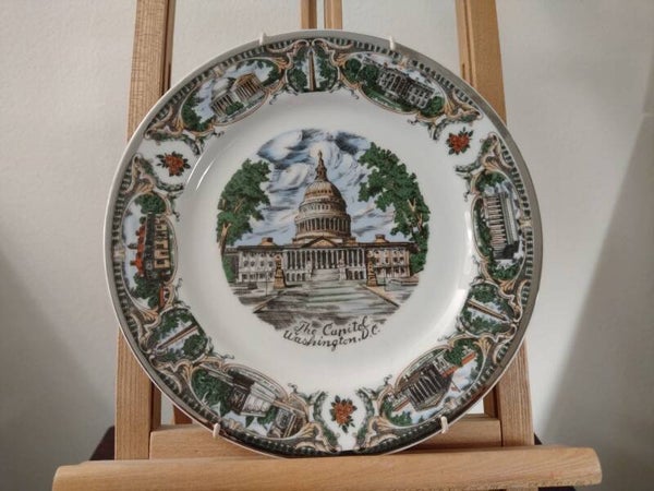 Vintage decoratief sierbord The Capitol Washington D.C. Ø26,5 cm – Made in Japan