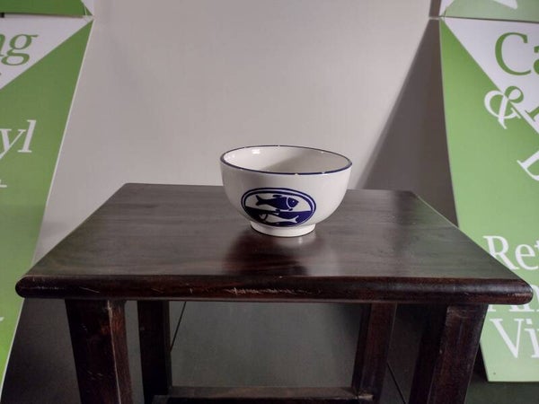 Vintage kommetje met vismotief blauw-wit Ø13,5 cm – keramiek