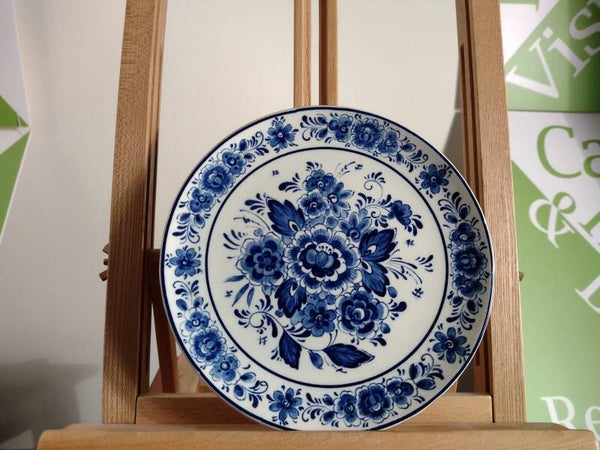 Vintage Delfts blauw sierbord Delfts Holland bloemendecor Ø19,5 cm