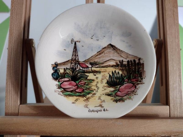 Vintage Delfts Holland handpainted sierbord Curaçao N.A. Ø15,5 cm