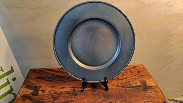 Vintage tinnen sierbord Etain Zinn – klassiek sober ontwerp