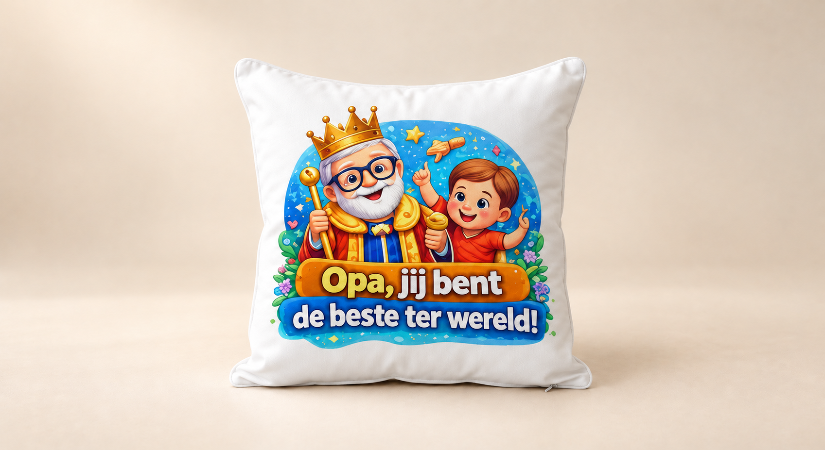 Kussen voor Opadag: Opa, jij bent de beste ter wereld!
