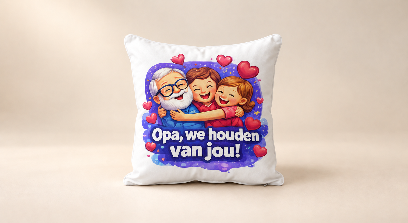 Kussen voor Opadag: Opa, we houden van jou!