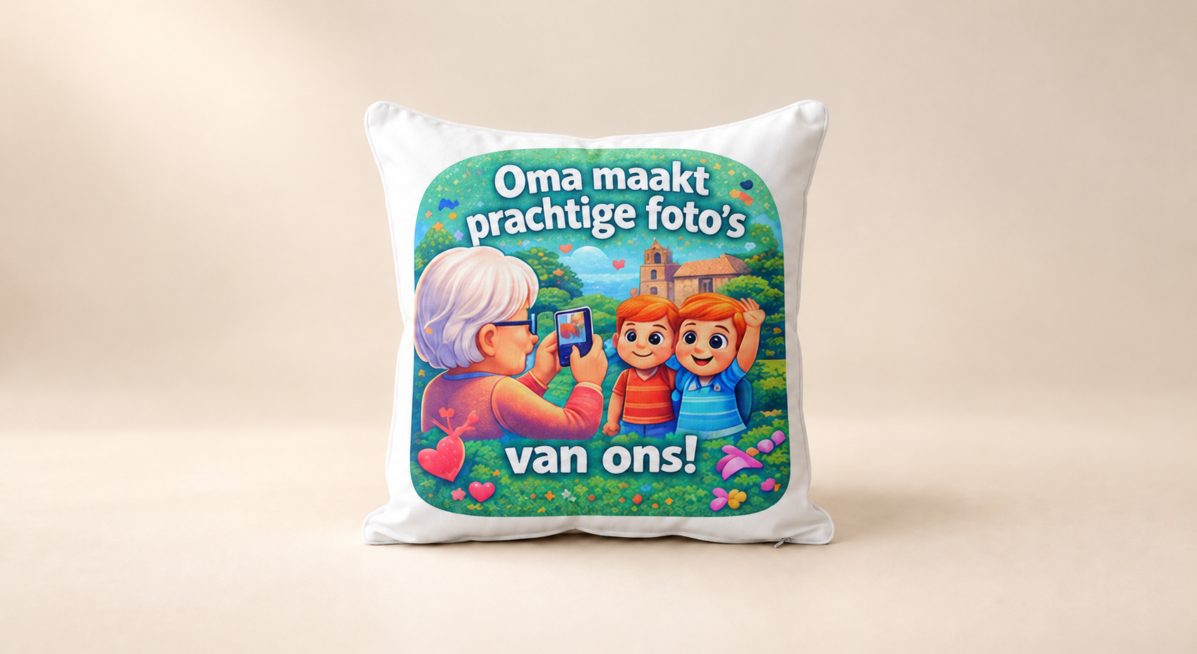 Kussen voor Omadag: Oma maakt prachtige foto’s van ons