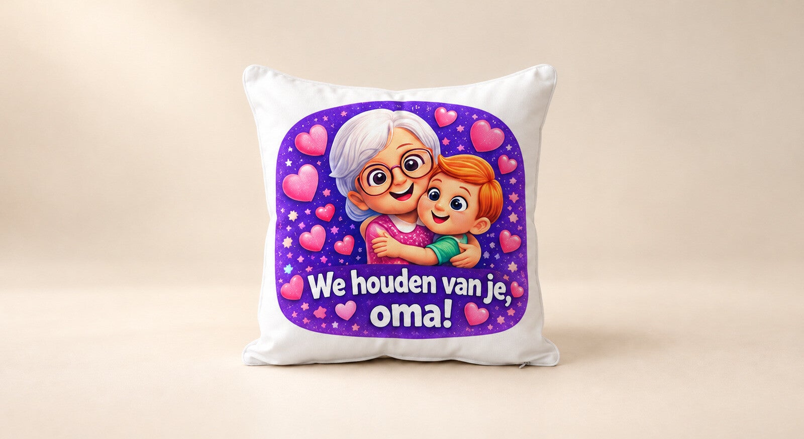 Kussen voor Omadag: We houden van je, oma