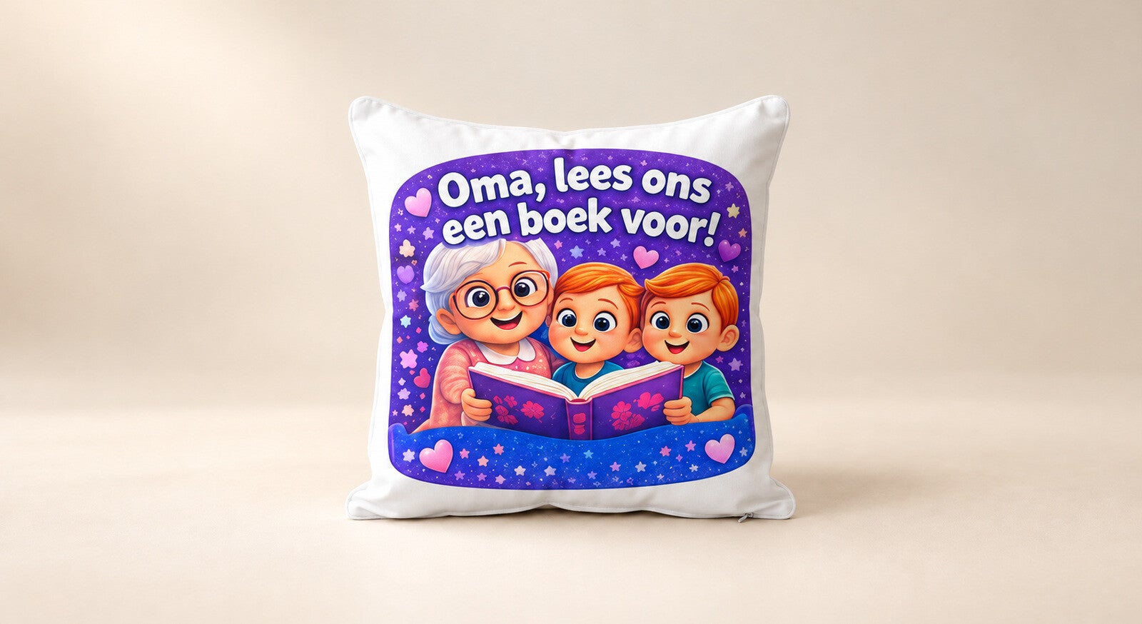 Kussen voor Omadag: Oma, lees ons een boek voor