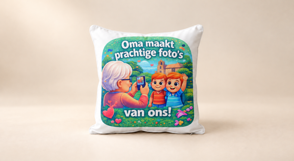 Kussen voor Omadag: Oma maakt prachtige foto’s van ons